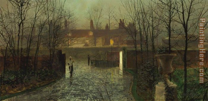 Arriving at the Hall painting - John Atkinson Grimshaw Arriving at the Hall art painting